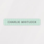Blues and Greens Gingham Plaid Basisschool Labels (Design 1)