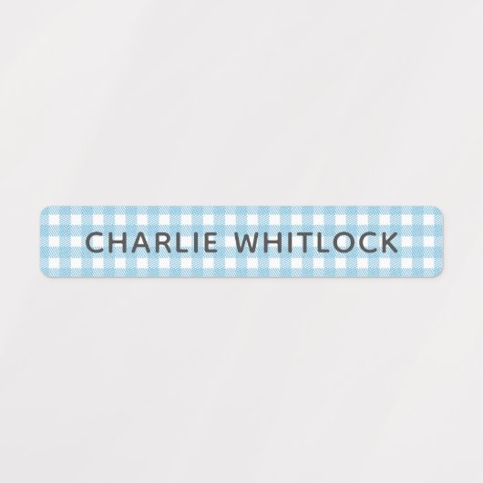 Blues and Greens Gingham Plaid Basisschool Labels (Design 2)
