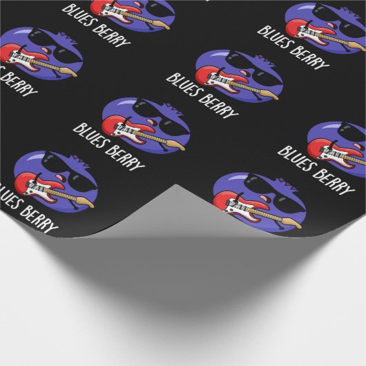 Blues Berry Grappig Fruit Pun Dark BG Cadeaupapier (Hoek)