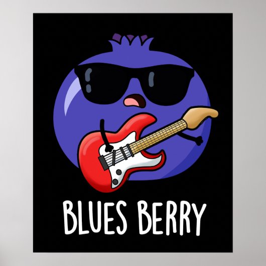 Blues Berry Grappig Fruit Pun Dark BG Poster (Voorkant)