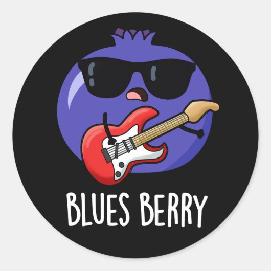 Blues Berry Grappig Fruit Pun Dark BG Ronde Sticker (Voorkant)
