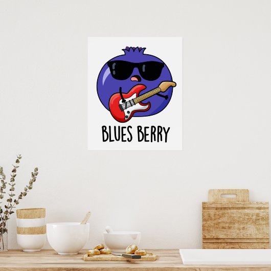 Blues Berry Grappige Fruit Pun Poster (Keuken)