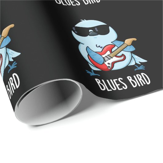 Blues Bird Funny Bluebird Pun Dark BG Cadeaupapier (Rol Hoek)