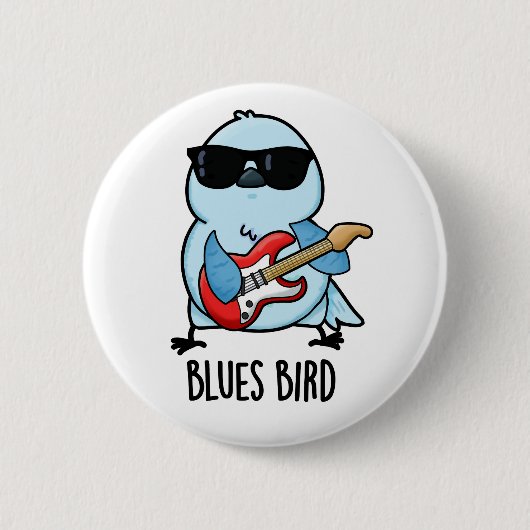 Blues Bird Funny Bluebird Pun Ronde Button 5,7 Cm (Voorkant)