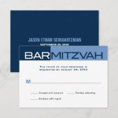Blues Block Bar Mitzvah Reply RSVP (Voorkant / Achterkant)