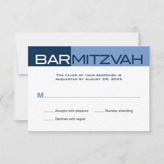 Blues Block Bar Mitzvah Reply RSVP Kaartje (Voorkant)