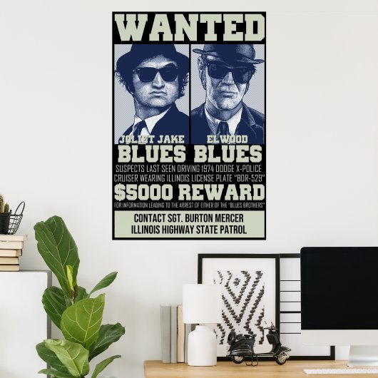 Blues Brothers Gezochte Poster (Thuiskantoor)