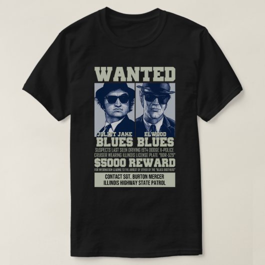 Blues Brothers Gezochte T-shirt (Design voorkant)