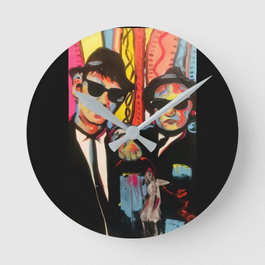 Blues Brothers Retro Pop Art Wandklok (Voorkant)