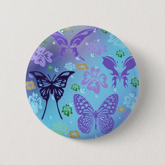  Blues Butterflies Ronde Button 5,7 Cm (Voorkant)
