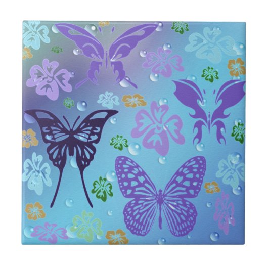 Blues Butterflies Tegeltje (Voorkant)