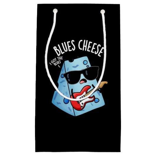 Blues Cheese Funny Food Pun Dark BG Klein Cadeauzakje (Voorkant)