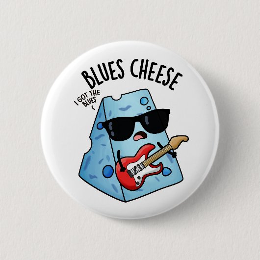Blues Cheese Funny Food Pun Ronde Button 5,7 Cm (Voorkant)