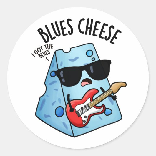 Blues Cheese Funny Food Pun Ronde Sticker (Voorkant)
