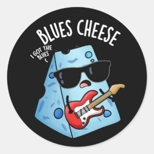 Blues Cheese Grappig eten Puns Donker BG Ronde Sticker