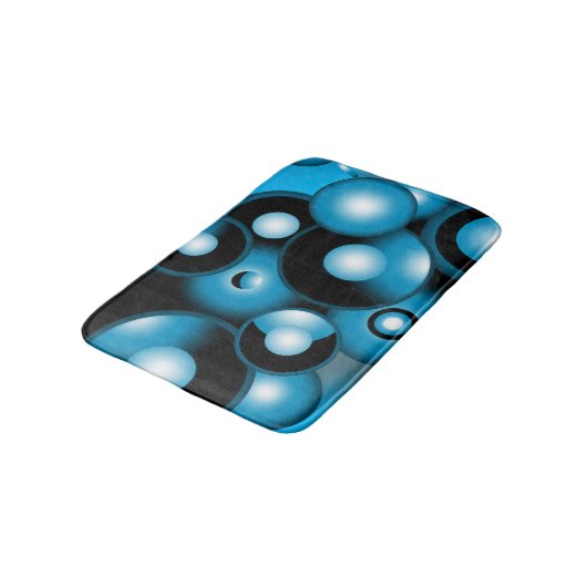 Blues Concentrische cirkel orbitaal Abstracte kuns Badmat (Gekanteld)