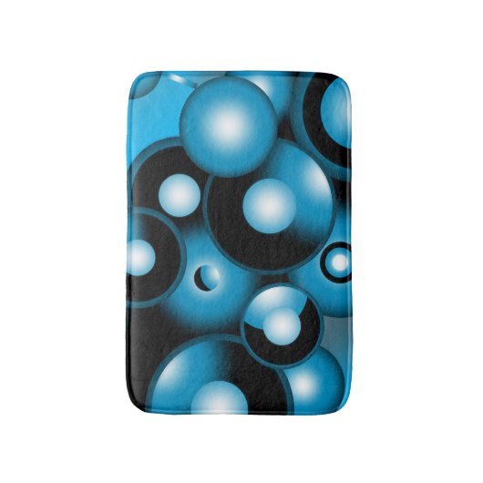 Blues Concentrische cirkel orbitaal Abstracte kuns Badmat (Voorkant Verticaal)