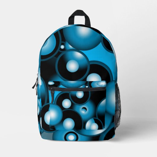 Blues Concentrische cirkel orbitaal Abstracte kuns Bedrukte Rugzak (Voorkant)