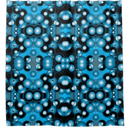 Blues Concentrische cirkel orbitaal Abstracte kuns Douchegordijn (Voorkant)