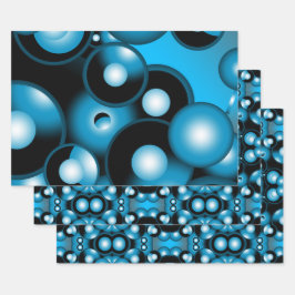 Blues Concentrische cirkel orbitaal Abstracte kuns Inpakpapier Vel
