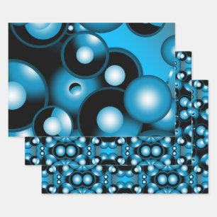 Blues Concentrische cirkel orbitaal Abstracte kuns Inpakpapier Vel