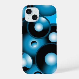 Blues Concentrische cirkel orbitaal Abstracte kuns iPhone 15 Case