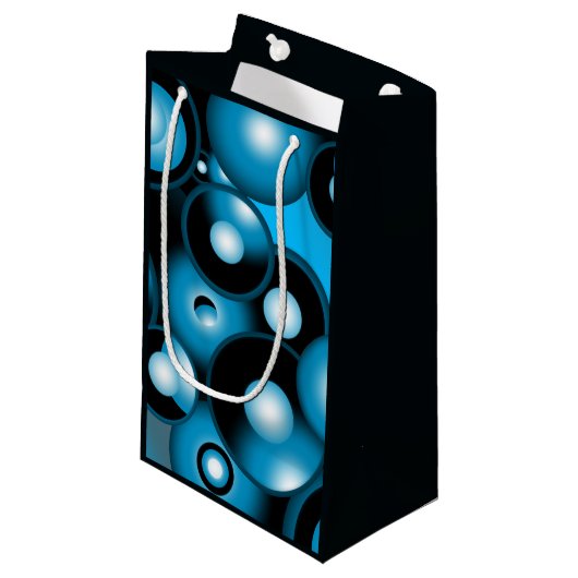 Blues Concentrische cirkel orbitaal Abstracte kuns Klein Cadeauzakje (Voorkant Gekanteld)