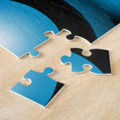 Blues Concentrische cirkel orbitaal Abstracte kuns Legpuzzel (Zijkant)