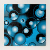 Blues Concentrische cirkel orbitaal Abstracte kuns Legpuzzel (Horizontaal)
