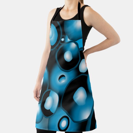 Blues Concentrische cirkel orbitaal Abstracte kuns Schort (Insitu)