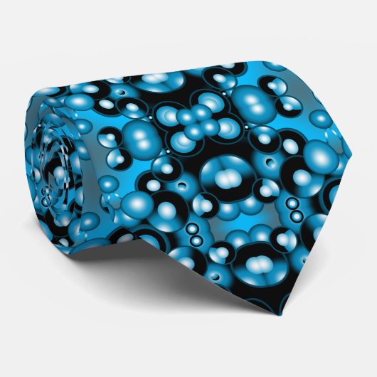 Blues Concentrische cirkel orbitaal Abstracte kuns Stropdas (Opgerold)