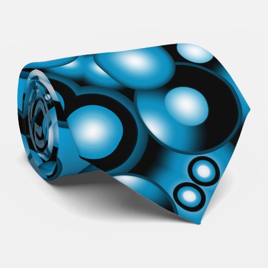 Blues Concentrische cirkel orbitaal Abstracte kuns Stropdas (Opgerold)