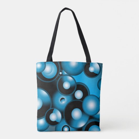 Blues Concentrische cirkel orbitaal Abstracte kuns Tote Bag (Achterkant)