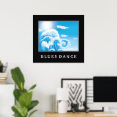 Blues dans blauwe witte oceaan golven motivatie poster (Thuiskantoor)