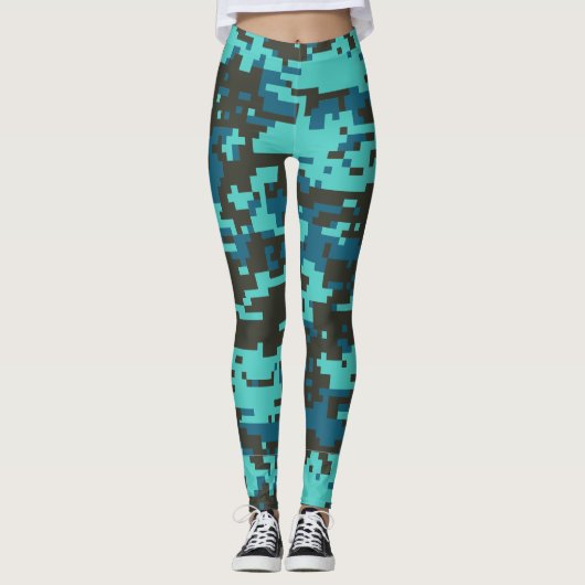 Blues Digital Camo Pattern Leggings (Voorkant)