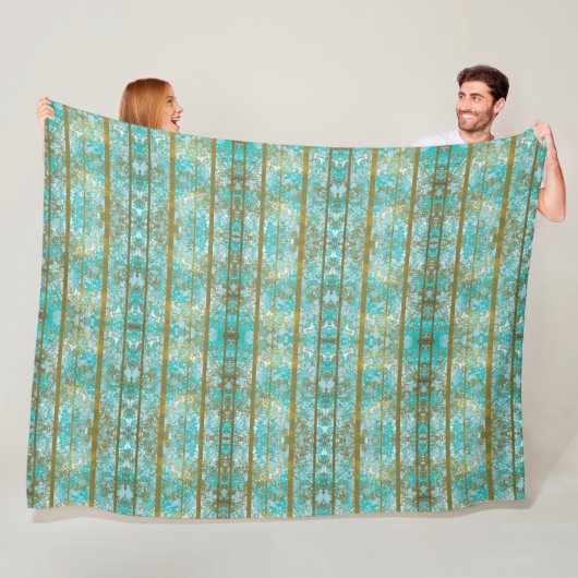 Blues en Gold Pattern Fleece Deken (In situ)