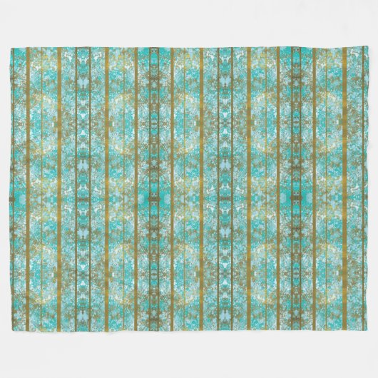 Blues en Gold Pattern Fleece Deken (Voorkant (Horizontaal))