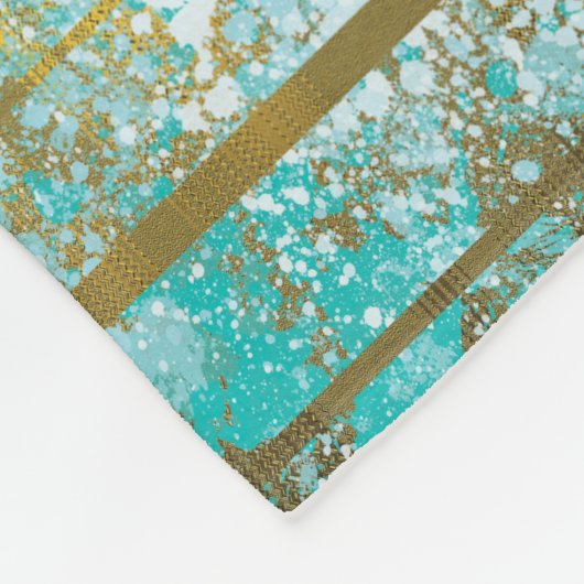 Blues en Gold Pattern Fleece Deken (Hoek)