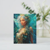  Blues Fairy Meisje Fantasy Art Briefkaart (Staand voorkant)