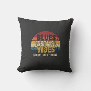 Blues Festival Sfeer Vintage Zonsondergang Muziek Kussen