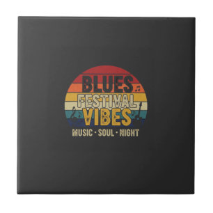 Blues Festival Sfeer Vintage Zonsondergang Muziek Tegeltje