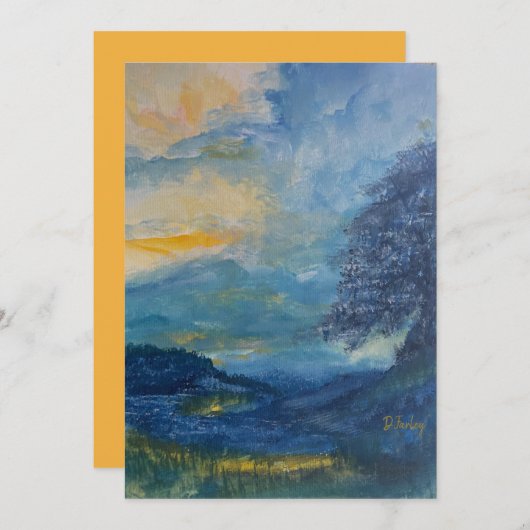 Blues \Flat Note Kaart gebergte Notitiekaartje (Voorkant / Achterkant)