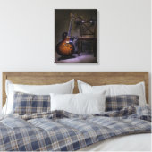 Blues gitaar en stoel canvas afdruk (Insitu (Slaapkamer))