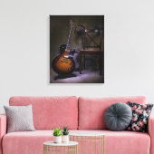 Blues gitaar en stoel canvas afdruk (Insitu (Woonkamer))