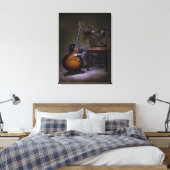 Blues gitaar en stoel canvas afdruk (Insitu (Slaapkamer))