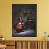 Blues gitaar en stoel canvas afdruk (Insitu (Woonkamer))