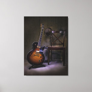 Blues gitaar en stoel canvas afdruk