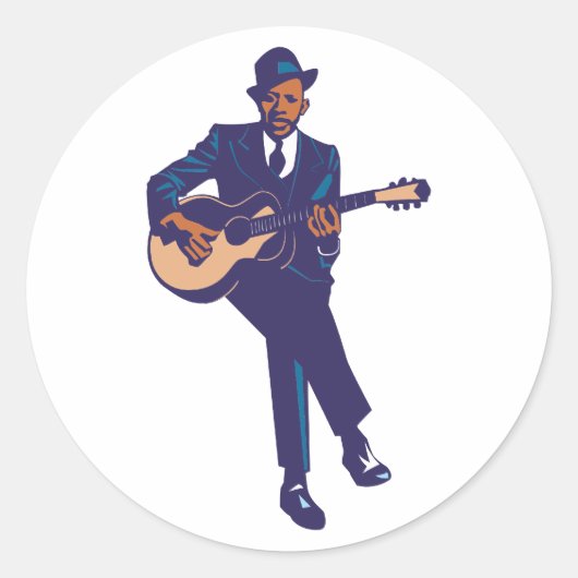 Blues Gitarrist guitarist Ronde Sticker (Voorkant)