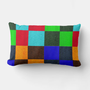 Blues Greens Multi Colored Mosaic Checks Pattern Kussen