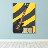Blues Guitar cartoon Canvas Afdruk (Insitu (Houten vloer))